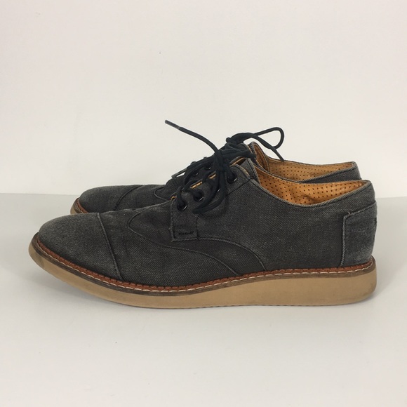 Toms Other - TOMS Grey Washed Canvas Lace Up Shoes